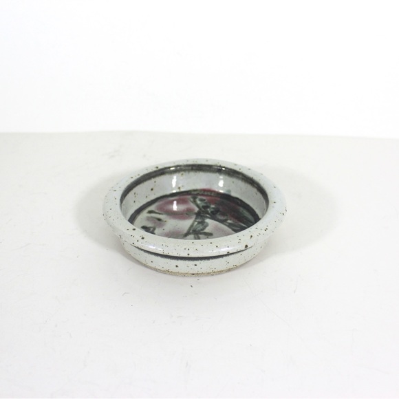 Signed Eva Mlcak Studio Pottery Dish Candle Holder Bottle Coster Nut Bowl - Picture 8 of 9